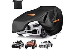 GRABADO Power Wheels Cover for Outside Waterproof,Upgraded 420D Oxford Universal Ride On Toy Car Full Cover for Kids Vehicles,All Weather Outdoor Protective Cover with Windproof Buckles，3 Reflective Strips