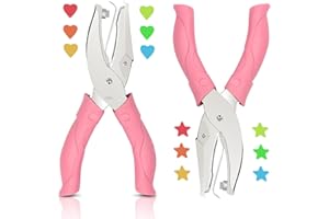 AHIER 2 Pieces Heart and Star Handheld Hole Paper Punch Metal Single Hole Paper Punch Punchers with Soft-Handled Tags for Clothing Ticket DIY Craft Tags Scrapbook Tool, 1/4 inch