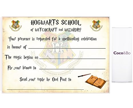 5 X Coco Bo Hogwarts School Party Inviti Con Buste