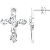 Certified Moissanite Cross Earrings in Silver, D-Vs1 Quality, Moissanite Catholic Faith Earrings - With Jewelry Box