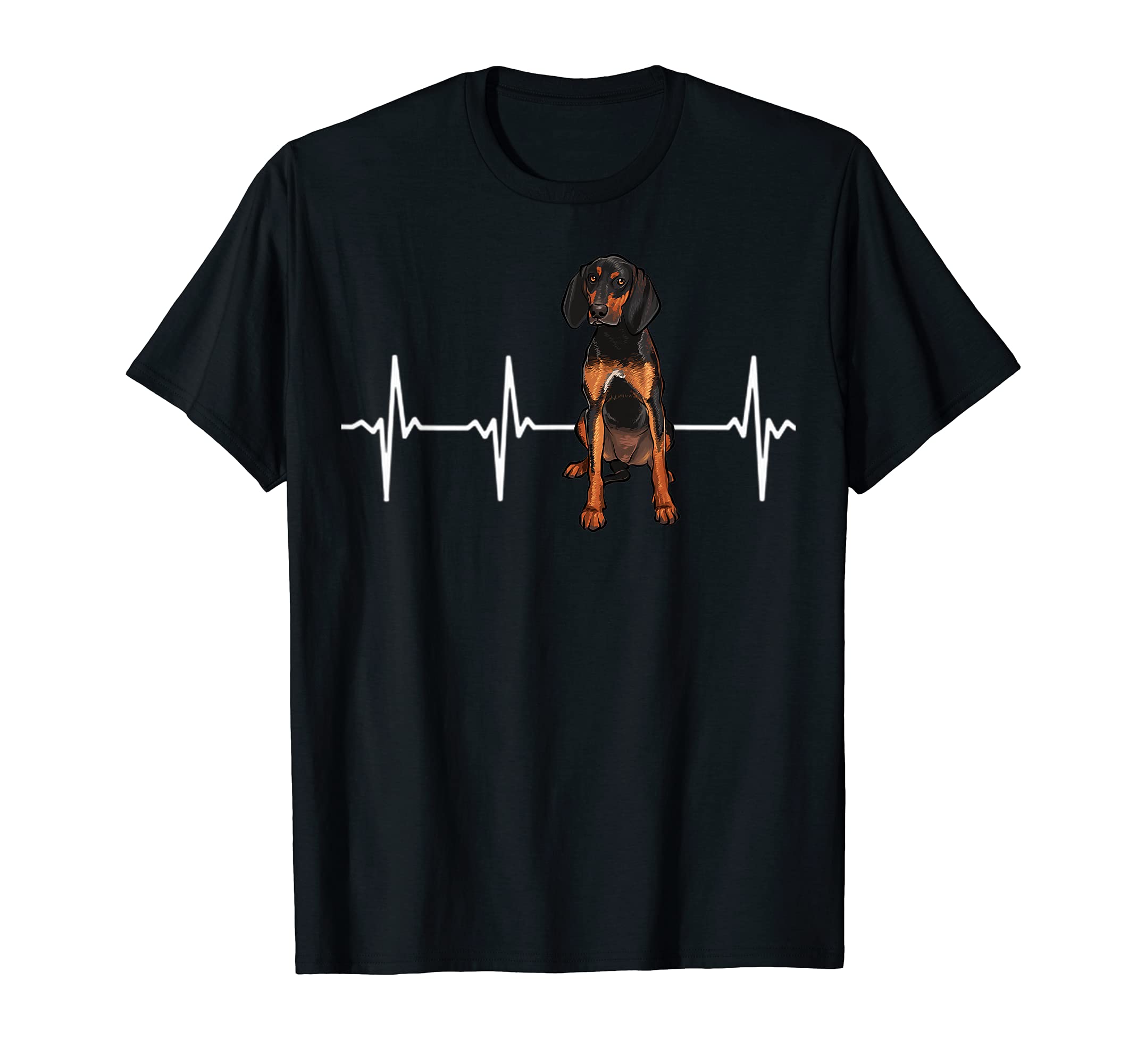 Black and Tan Coonhound Heartbeat Dog Lover T-Shirt