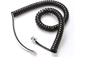 Comtrue Telephone Cord, Phone Cord, handset Cord, Black, 2 Pack, Universally Compatible