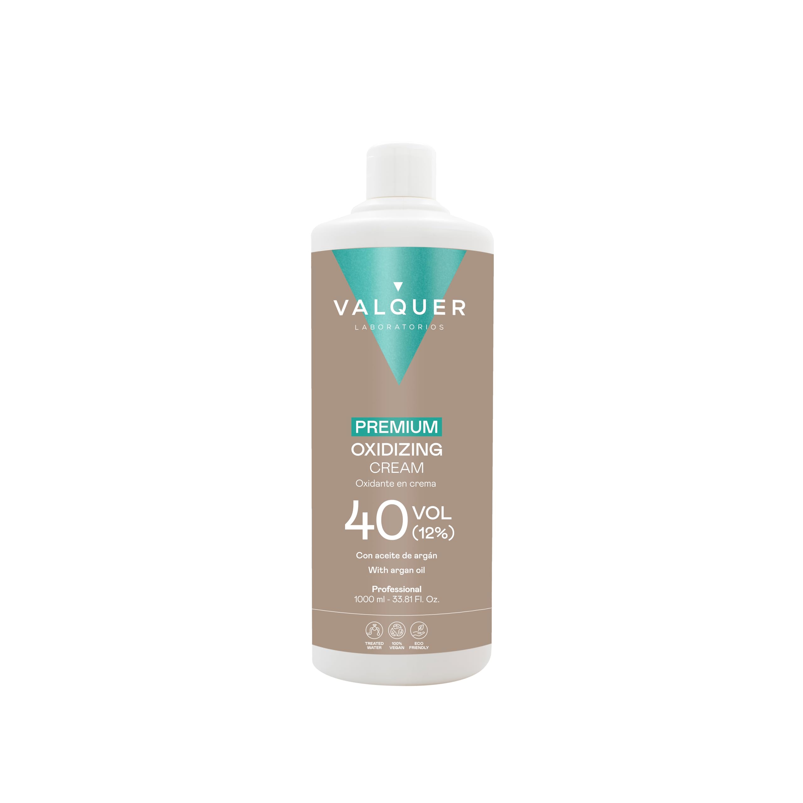 VALQUER Premium Cream Peroxide 40 Volumes 12% | Scented Oxidizing Cream for Permanent Hair Coloring and Hair Bleaching with Argan Oil | Professional Use | 1L.