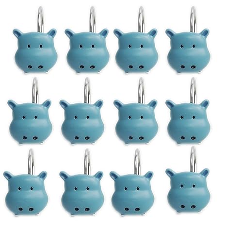 Amazon Com Home Chic Yang Hcy 12pcs Lovely Hippo Shower Curtain