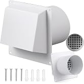 ElaraBerry Fireplace Intake Vent Cover, 3-15/16", Galvanized Steel, White | 3-15/16" Tube, Mesh Screen, Rust-Resistant for House Chimney Wood Stoves Fireplaces Fresh Air Intake Vent, Easy Install