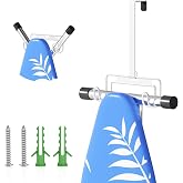 LOXSUN Ironing Board Holder Wall Mount/Over The Door Ironing Board Hanger, Laundry Rooms Metal Iron Board Holder Wall Mount for Y or T Leg (White)