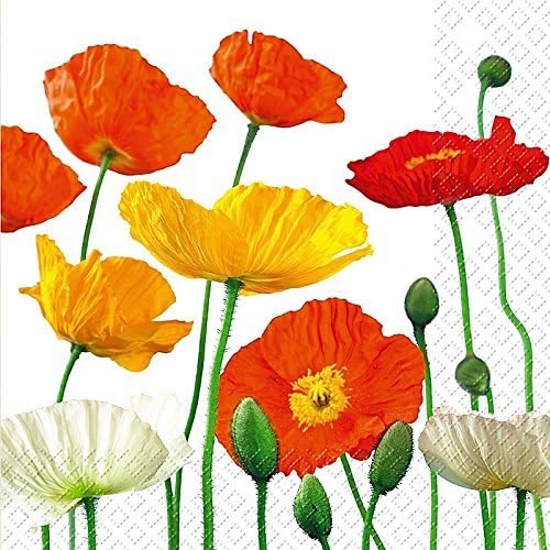 Stewo 3 ply printed paper napkin, Moana poppies design