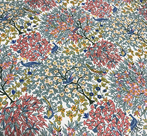 Coral Peacock Floral - Orchard Garden - Liberty of London Cotton Fabric