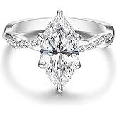 AVECON 3.5CT Marquise Cut Engagement Ring for Women, Infinity Twisted Promise Wedding Cubic Zirconia Band, White gold/14K Gold Plated Simulated Diamond Anniversary Rings Size 5-9