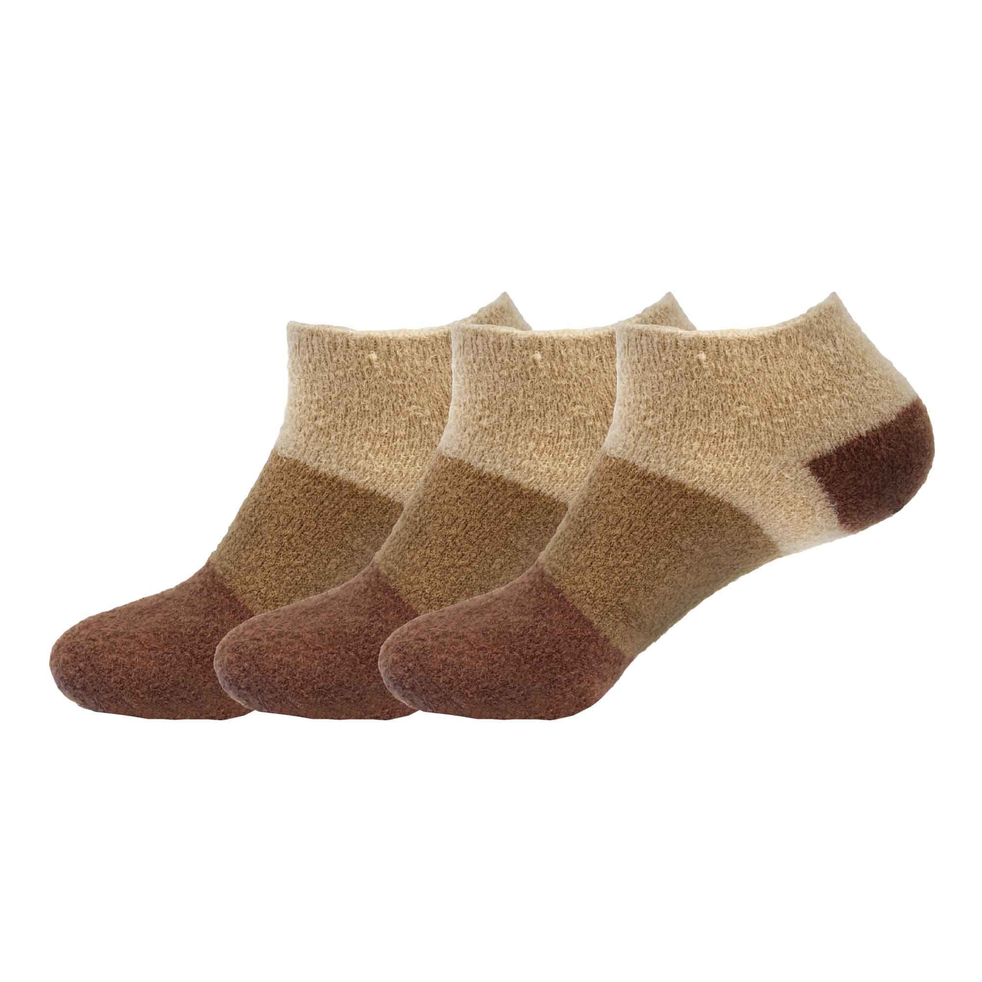 BambooMN Women's Small Super Aloe Infused Fuzzy Nylon Socks - Brown - X-Large (UK Size 7-11)