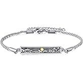 YAFEINI Mountain Bracelet S925 Sterling Silver Mountain Sun Bracelet Nature Jewelry Engraved Inspirational Gifts for Women Female Nature Lovers
