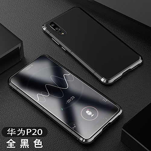 Huawei P20 Case, FUNIT [Dual Color Guardian Series] [Delicate Silky Hand Feel] Aluminum Metal Bumper Case + Hard PC Back Armor Shockproof Phone Case for Huawei P20, Black/Black