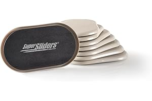 Super Sliders Reusable Furniture Movers for Carpet - Quickly and Easily Move Any Item, 3-1/2" x 6" Oval (8 Pieces)
