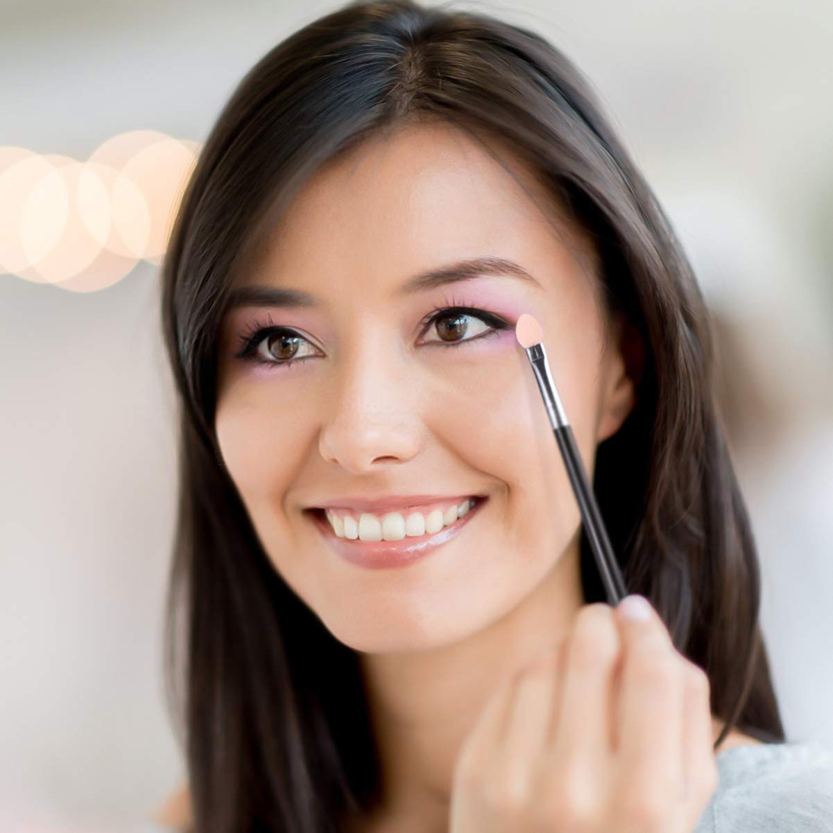 Lurrose Sponge Eyeshadow Brushes Professional Eye Makeup Applicators Dual Color Smudge Eye Brushes Set for Women 10pcs: Beauty