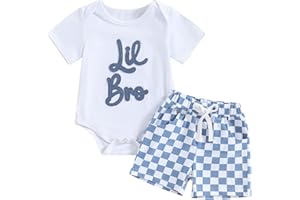 Bonangber Toddler Baby Boy Summer Clothes Letter Short Sleeve T Shirt/Romper Casual Shorts Set Brother Matching Outfits