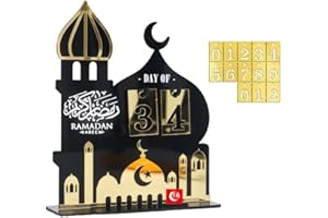 BSHYT Ramadan Mubarak Advent Calendar Acrylic Countdown Days 30 Days Home Decor,DIY Eid Decorations/Ramadan Decorations for Home,Ramadan Ornament Kids Gift (Tower)