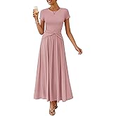ZESICA Women's 2026 Summer Short Sleeve Maxi Dresses Twist Front Wedding Guest Cocktail Flowy A Line Long Dress