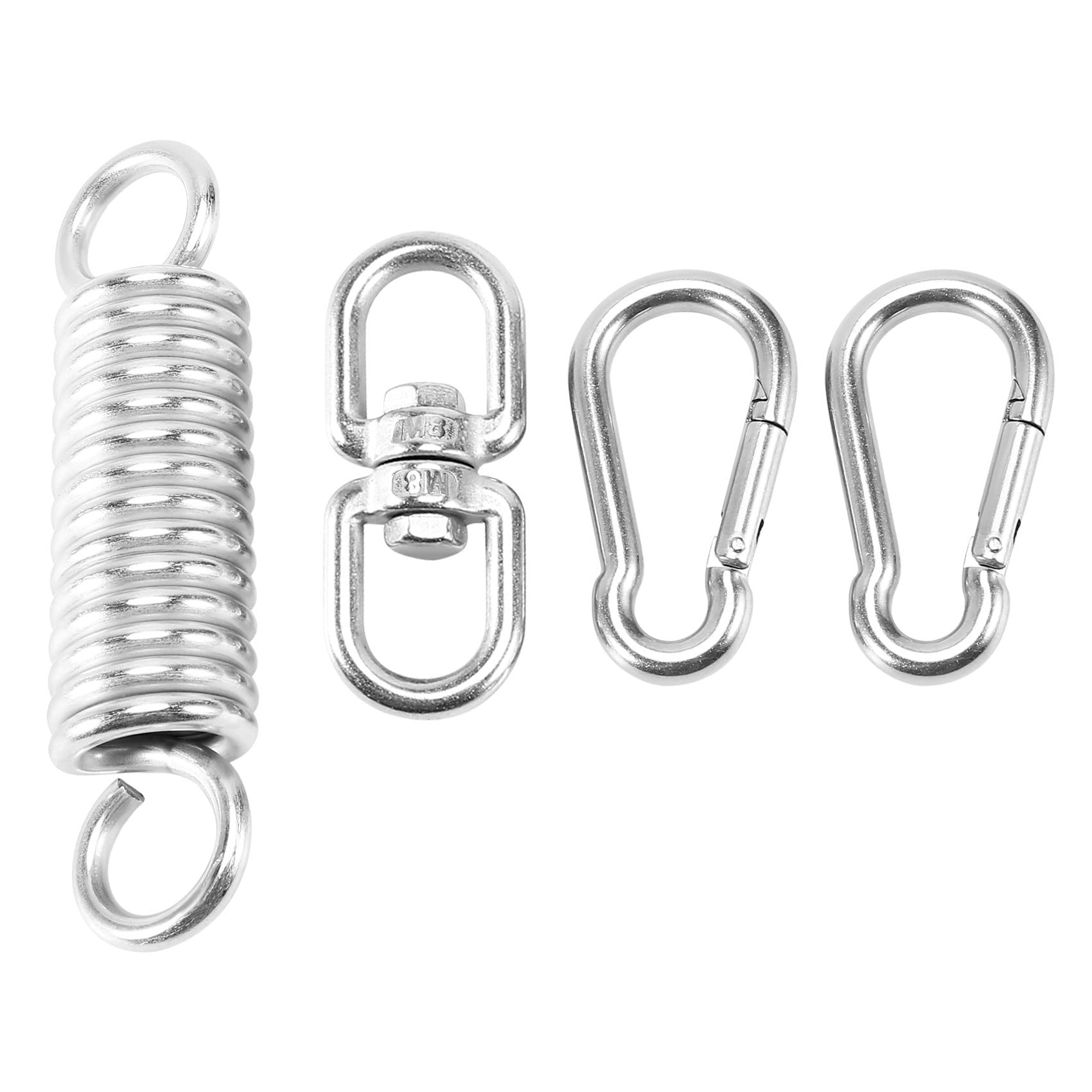 Hopbucan Stainless Steel Swivel Mount Chain with Carabiners and Spring, 1000Lbs Capacity for Heavy Bag, Gym Swing, Hammock