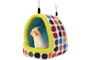 Litewoo Parrot Bird Bed Hammock Winter Warm Bird Plush Nest Toy for Conure Lovebird Parakeet Cockatiel Cage Accessory (Large)