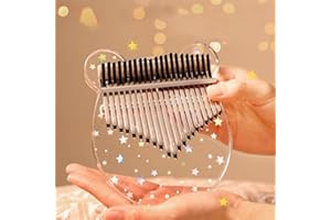 Emiif 17-Key Kalimba Thumb for Beginners, Transparent Acrylic Hand Pan Instrument with Round Design, for Easy-to-Follow Manua