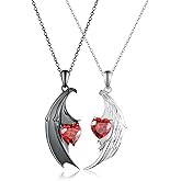 CVRAVO Matching Couples Necklace 925 Sterling Silver Angel and Devil Pendant Matching Necklace for Couples for Him and Her Valentine's Day Jewelry Gifts Lover Gift