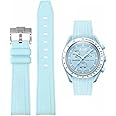 Bands for Moonswatch Watch Rubber for Omega x Swatch MoonSwatch 20mm Rolex Seiko Watch Silicone Men with Stainless Steel Replacement Bracelet Original Bracelet Omega x Swatch MoonSwatch Speedmaster