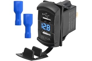 Anxingo UTV ATV Car Charger Dual USB Switch LED Headlight Power Port Replacement for Polaris RZR Ranger Can-AM Maverick X3