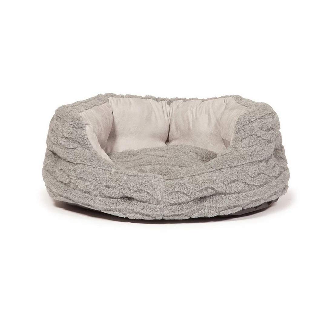 Danish Design Bobble Pewter Grey Machine Washable Cable Knit Dog/Puppy Deluxe Slumber Bed 18 Inch