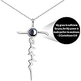 Loved Creations Faith Cross Necklace For Women, Sterling Silver Religious Jewelry, Christian Gifts Bible Verse Pendant Necklaces