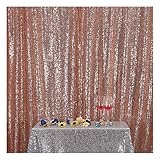 Poise3EHome 8FT x 8FT Sequin Photography Backdrop Curtain for Party Decoration, Rose Gold