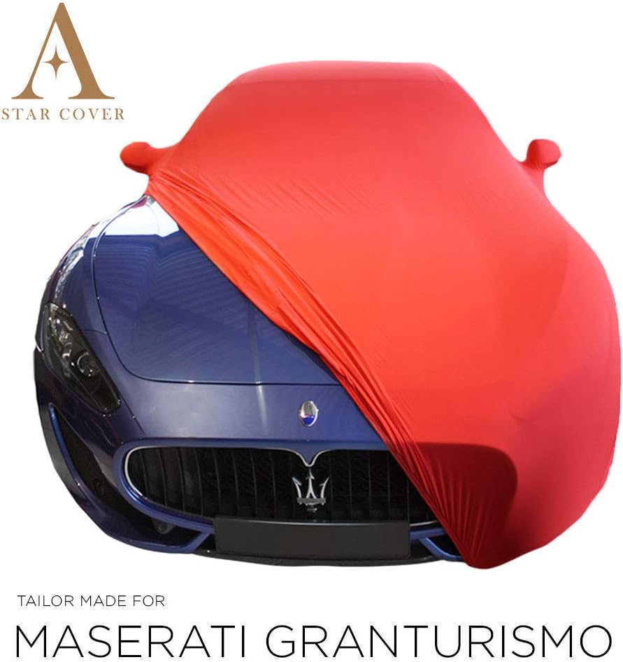 INDOOR CAR COVER FITS MASERATI GRANTURISMO RED WITH MIRROR POCKETS GARAGECOVER BESPOKE TAILOR MADE COVER SUPER SOFT STRETCH