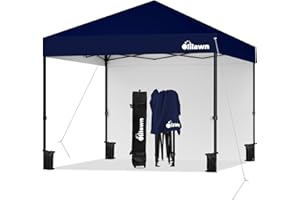 OLILAWN 10x10ft Pop Up Canopy Tent, Outdoor Easy Up Canopy with Sidewalls, 420D Waterproof Instant Portable Canopy Shelter for Patio w/Roller Bag, Adjustable Legs, Sandbags, Ropes, Stakes