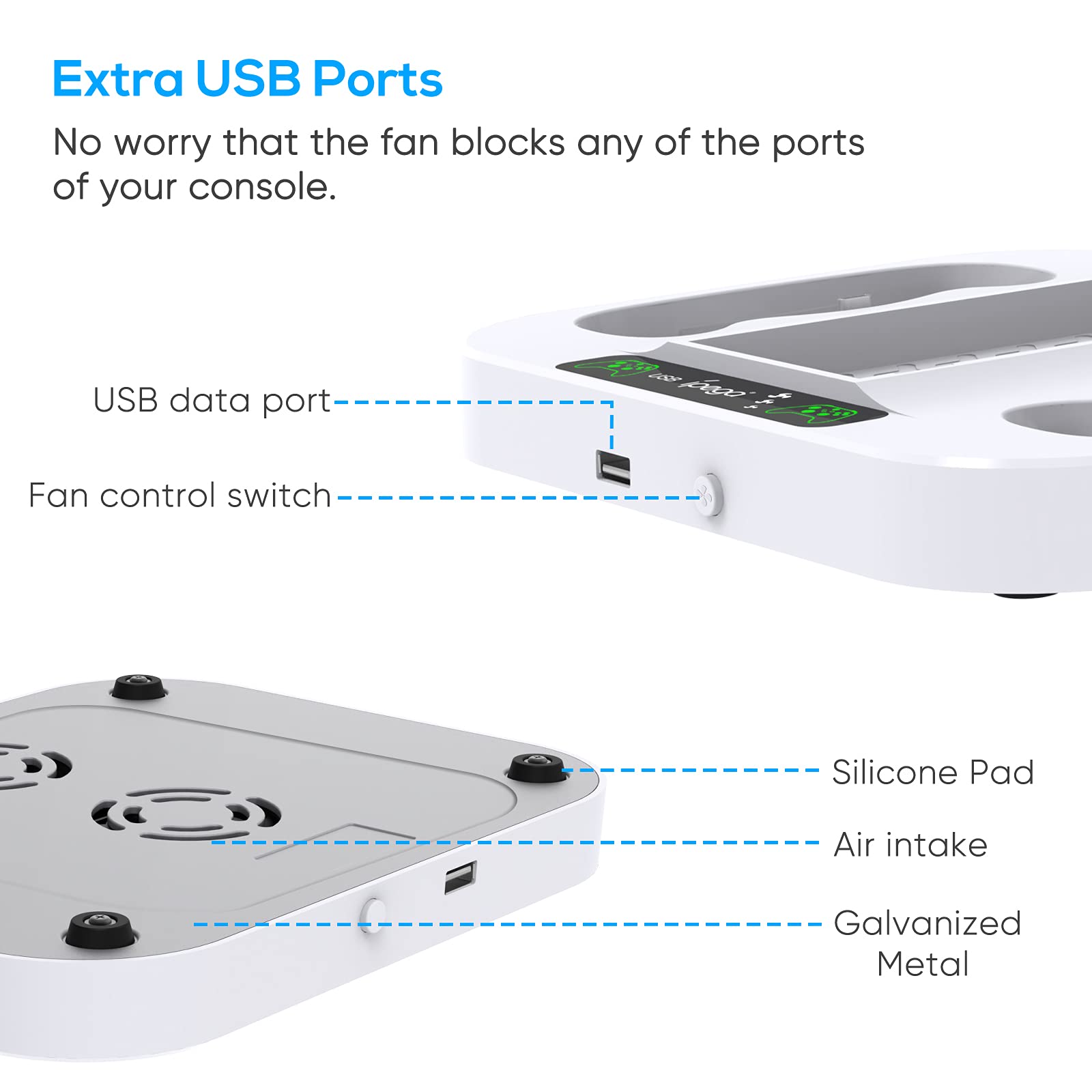 Charging Stand with Cooling Fan for Xbox Series S Console, Controller Accessories Charger Station Dock with 2 x 1400mAh Rechargeable Battery Packs,3 Levels Fans Speed for Xbox Series S