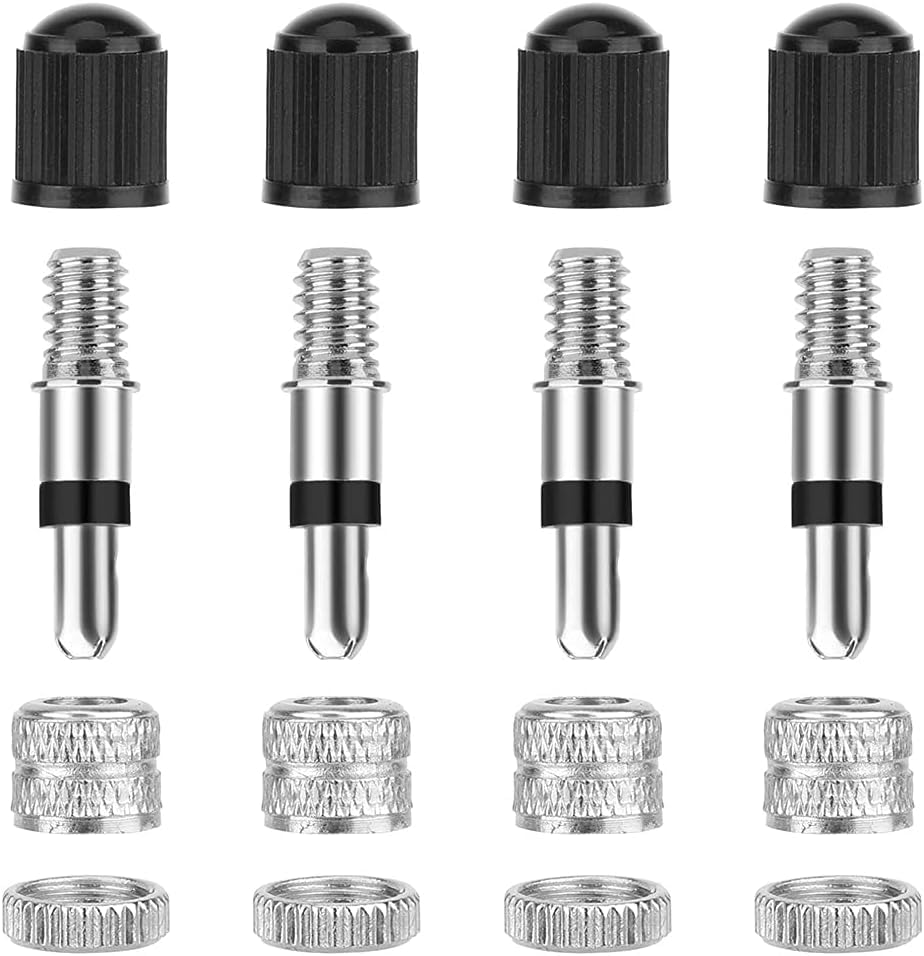 MMOBIEL 16pcs Dunlop Replacement Bike Dutch Valve Set Blitz - Incl. Valve Core, Seal Ring, Ring and Caps