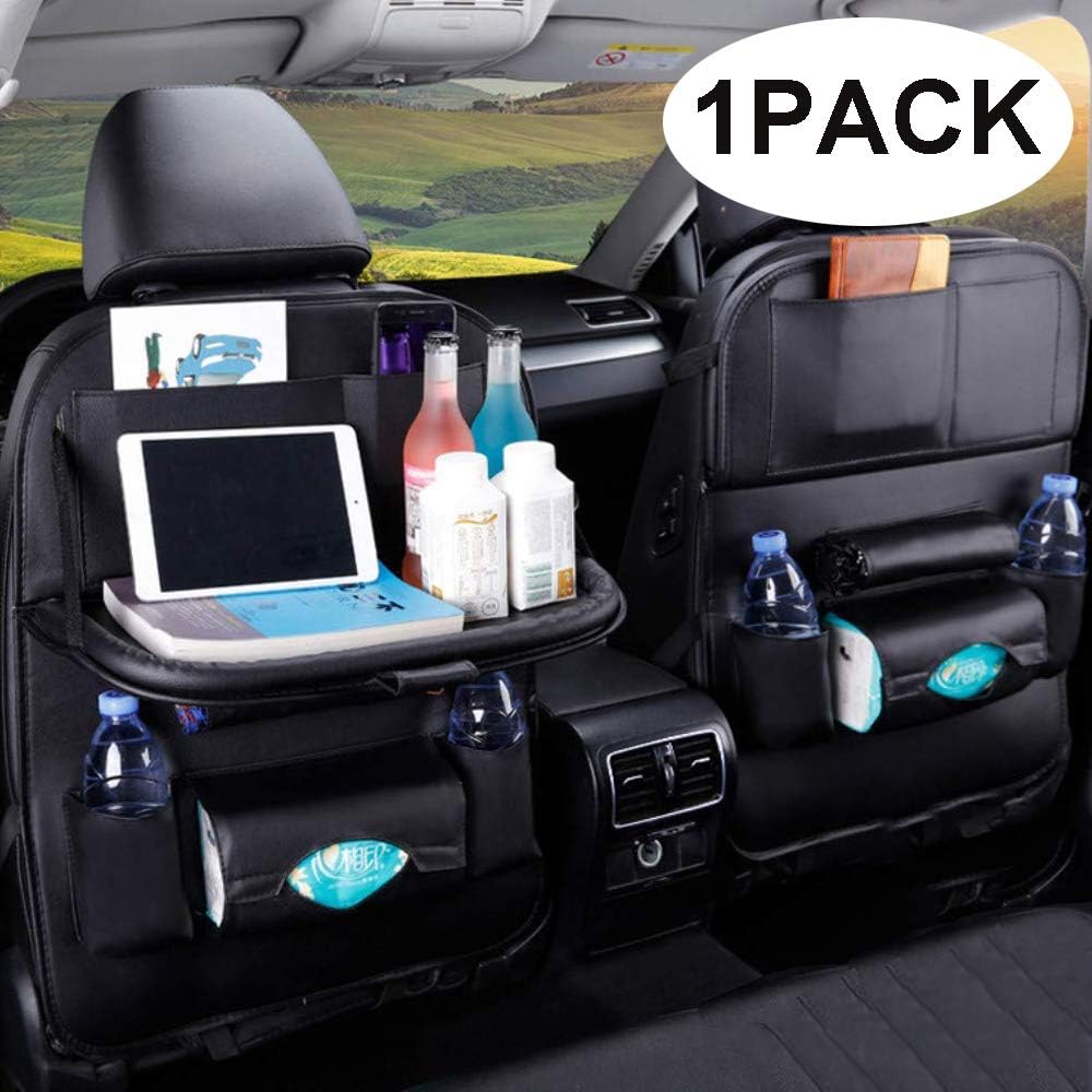 SEAMETAL Car Seat Protector Organizer Backseat, Seat Back Organizer with Table Tray (Backseat Organizer)