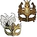 Gold/Black Butterfly Women Mask & Silver Roman Warrior Men Mask Venetian Couple Masks For Masquerade/Party/Ball Prom/Mardi Gras/Wedding/Wall Decoration(elastic band）