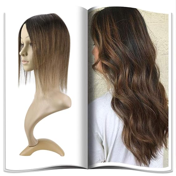 JoYoung Balayage Crown Topper Hair Extensions Remy Clip in