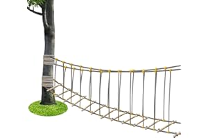 HARERNET Outdoor Bridge Rope Ladder for Kids Rope Bridge Outdoor Obstacle Course Solid Wood Balance Climbing Bridge Slack Lines for Backyard for Child Outdoor Playground Equipment (16.4 FT)