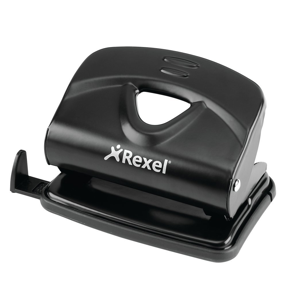 Rexel Ecodesk compact hole punch, 20 Sheets, Made with 50% recycled plastic, Eco friendy, 2102616, Black