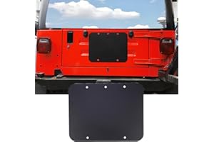 YOCTM TJ Spare Tire Carrier Delete Filler Plate Tramp Stamp Tailgate Vent-Plate Cover for 1997-2006 Jeep Wrangler TJ Aluminum Black Cover Trim (Black)