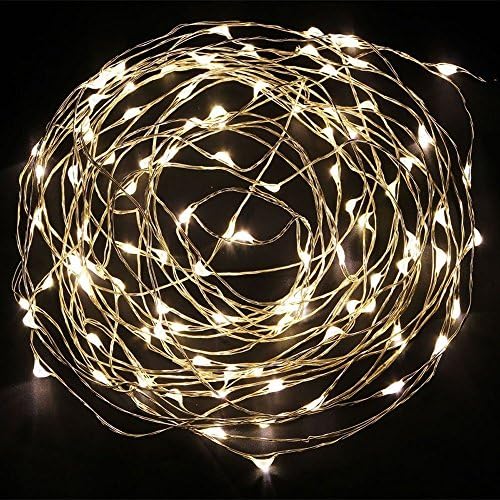 KCRIUS(TM) 10M Long LED String Lights 100 Leds Warm White Color 33ft With 12V Power Adapter (Silver Coating)