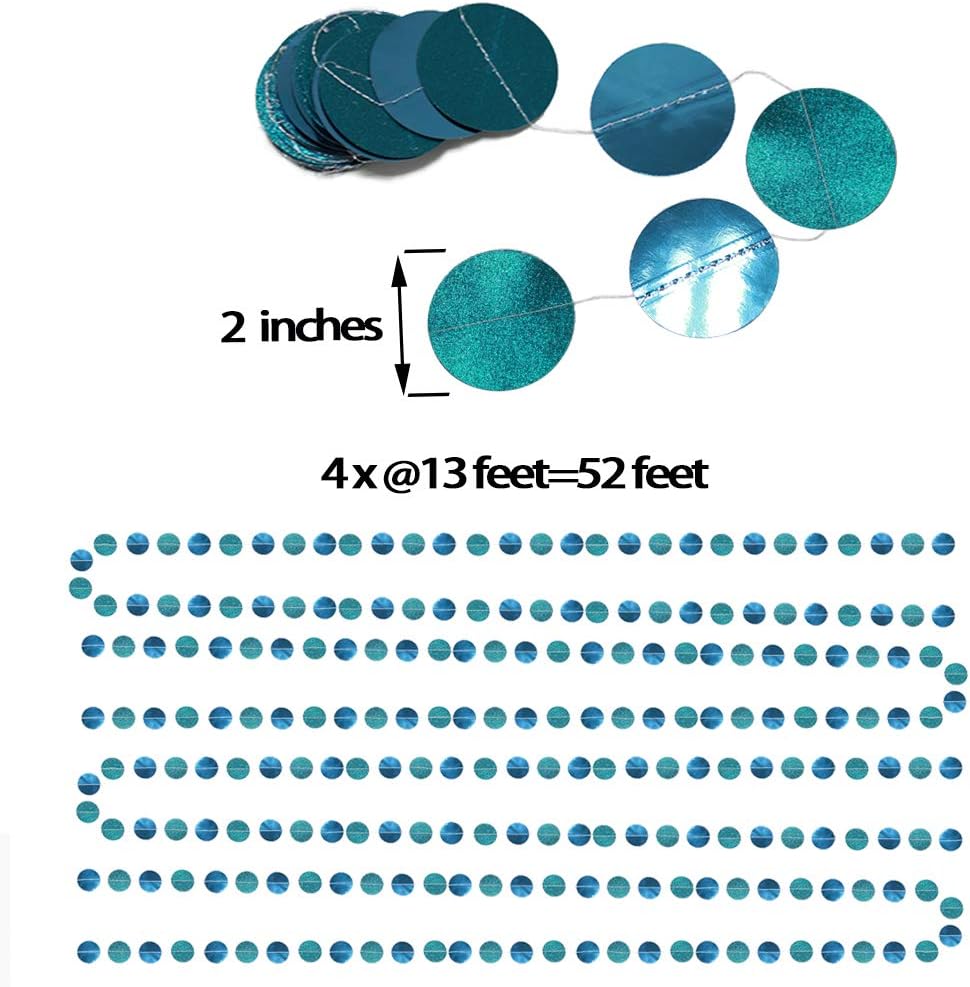 Cheerland Teal Wedding Party Decoration Emerald Twinkle Little Star Party Garlands Glitter Full Moon Streamer Banner for Birthday Wedding Receiption Baby Shower Sweet 16 Bachelorette Home - Image 5
