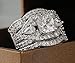 UOKOHO 3 Piece S925 Silver Engagement Rings Set Princess Cut Synthetic Diamond Halo Infinity Wedding Bridal Ring Band for Women Size 9