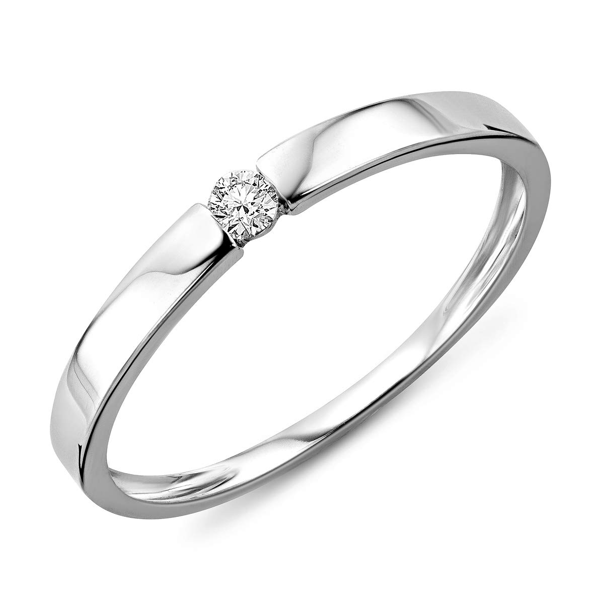 MIORE diamond solitaire engagement ring in 9 kt 375/1000 yellow gold/white gold with 0.05 ct brilliant cut natural diamond (9ct White Gold, P)