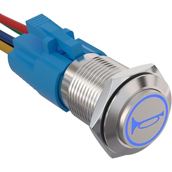 Interruptor De Palanca Momentáneo Para Bocina De Coche - Luz Azul, Impermeable, Universal Daiertek