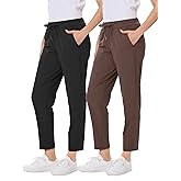 Orrstarry 2 Pack Women's Golf Pants with Deep Pockets Stretch 7/8 Ankle Sweatpants for Athletic, Work, Travel, Lounge