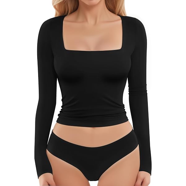 MANGOPOP Women's Long Sleeve Tee – Soft Stretchy Basic Top With Flattering Fit - View #10