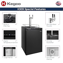 Kegco K309B-1 Kegerator Black, 2 Faucet