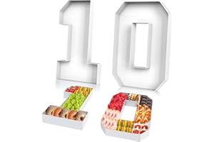 CARDOBIR 2 Pcs Cardboard Numbers Fillable, 12'' Paper Mache Numbers, Number Trays for Food Cupcake Chocolate Candy, Number Boxes for Charcuterie Birthday Anniversary Party Decoration(10)