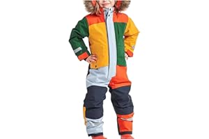 Kid's Baby Snowsuit Waterproof One Piece Ski Suit Thickened Fleece Lined Jumpsuit Winter Warm Snow Suits